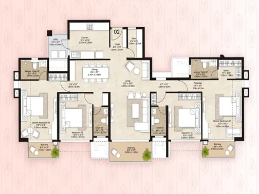 4bhk unit plan