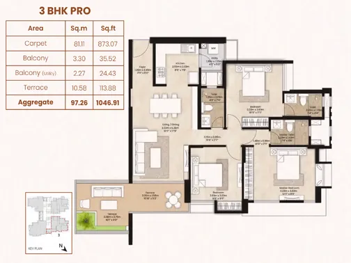 3bhk-pro unit plan